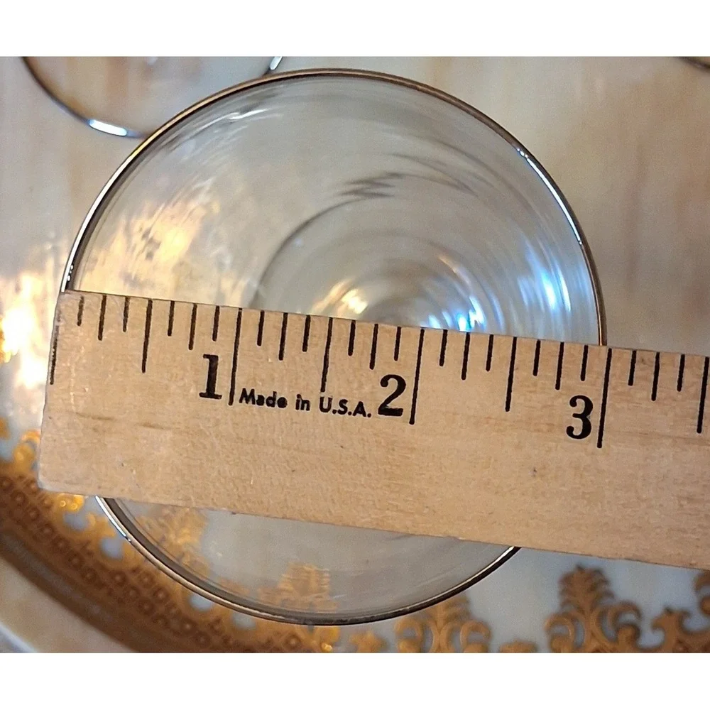 Vintage Silver Platinum Rim Footed Glasses Swirl Stem Water Goblets Set of 3